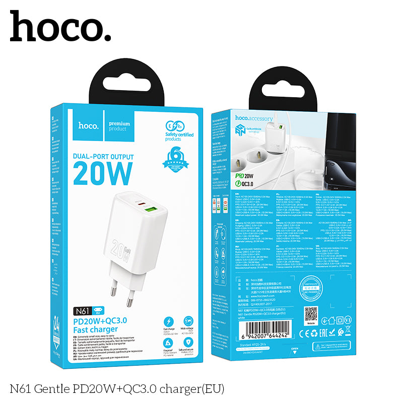 Hoco N61 Gentle PD20W+QC3.0(EU) Charger